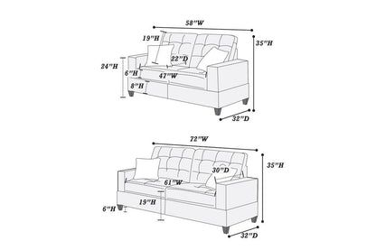 Living Room Furniture 2pc Sofa Set Sofa And Loveseat Charcoal Glossy Polyfiber Plywood Solid pine