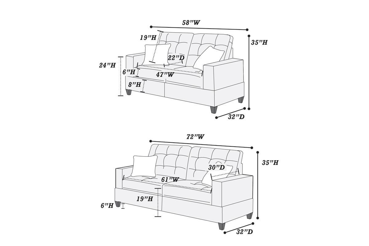 Living Room Furniture 2pc Sofa Set Sofa And Loveseat Beige Glossy Polyfiber Plywood Solid pine