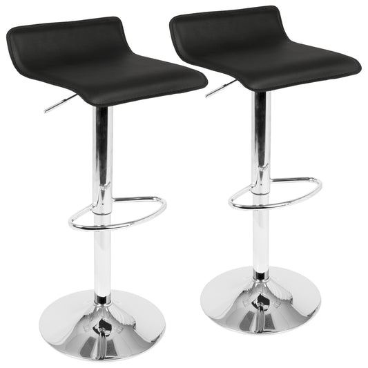 Ale Contemporary Adjustable Barstool in Black PU Leather by LumiSource - Set of 2