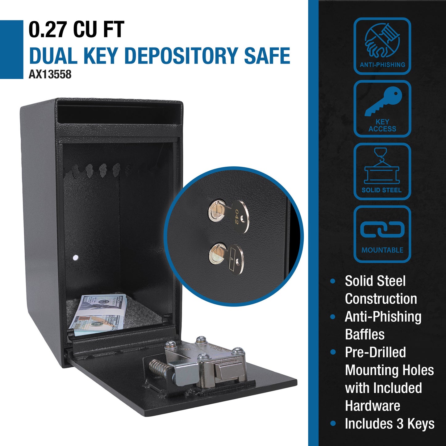 0 27 Cu Ft Dual Key Depository Safe