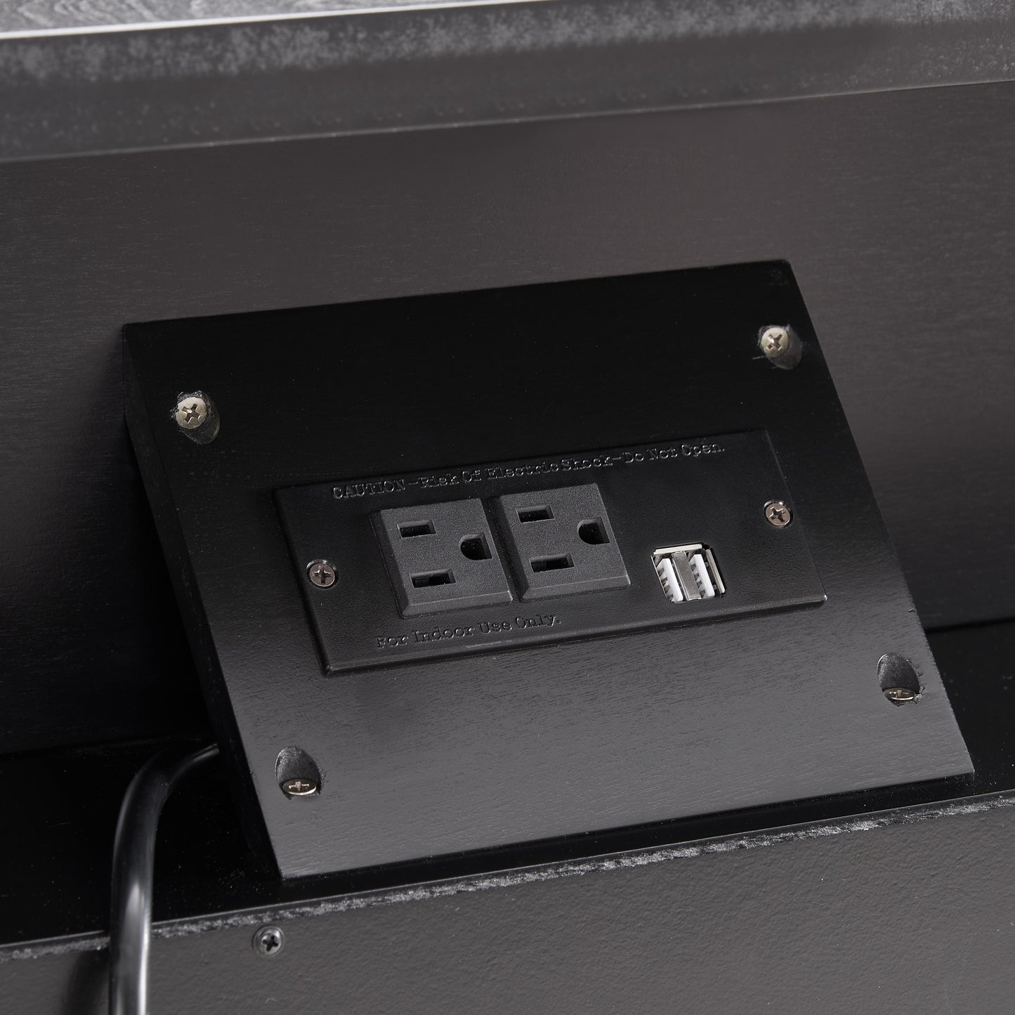 Open Space and 2 Drawers Dresser Nightstand with Charging Station, Farmhouse End Table with USB Ports and Outlets, Fluted Pilasters Design Side Table with Solid Wood Legs for Bedroom