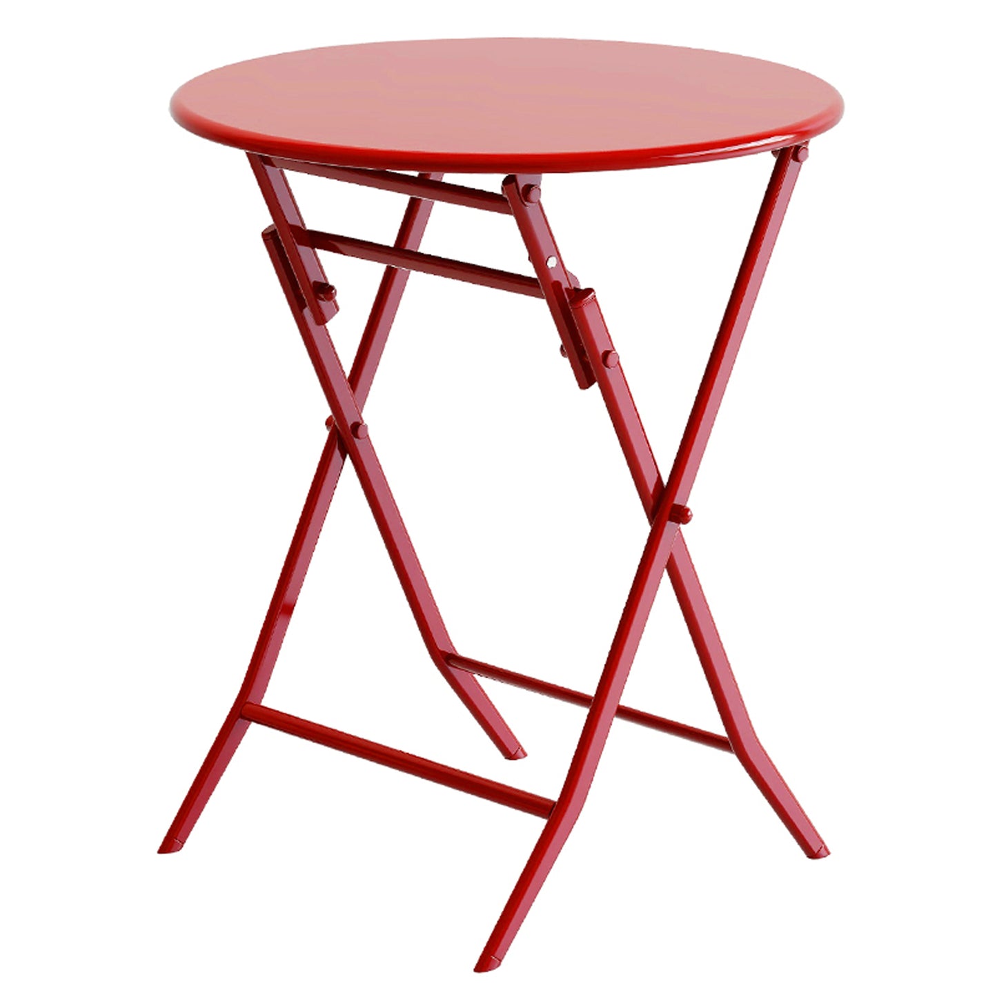 3 Piece Patio Bistro Set of Foldable Round Table and Chairs, Red