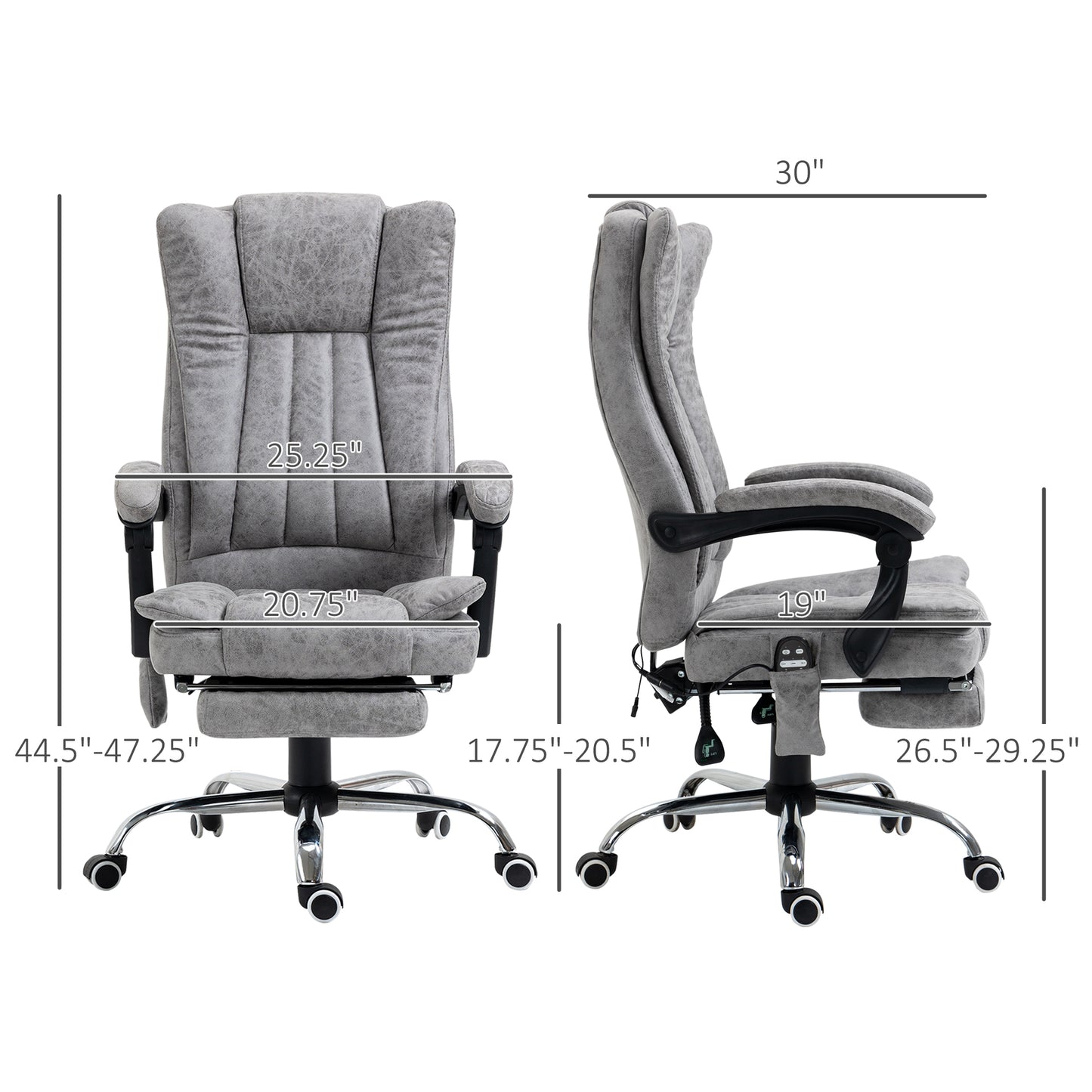 Vinsetto Massage Office Chair, High Back Reclining Desk Chair, Gray