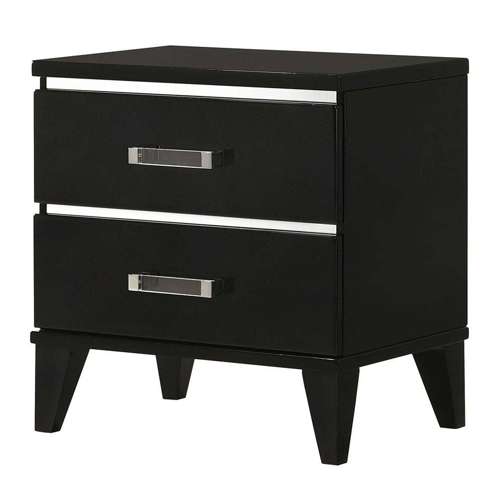 Black 2-Drawer Nightstand