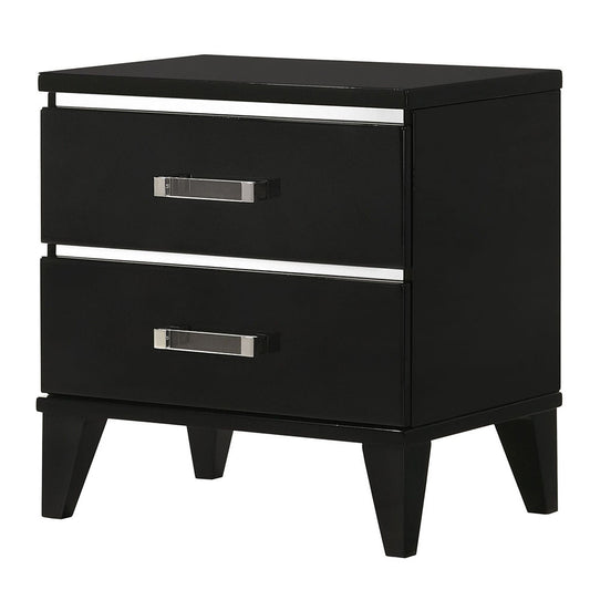 Black 2-Drawer Nightstand