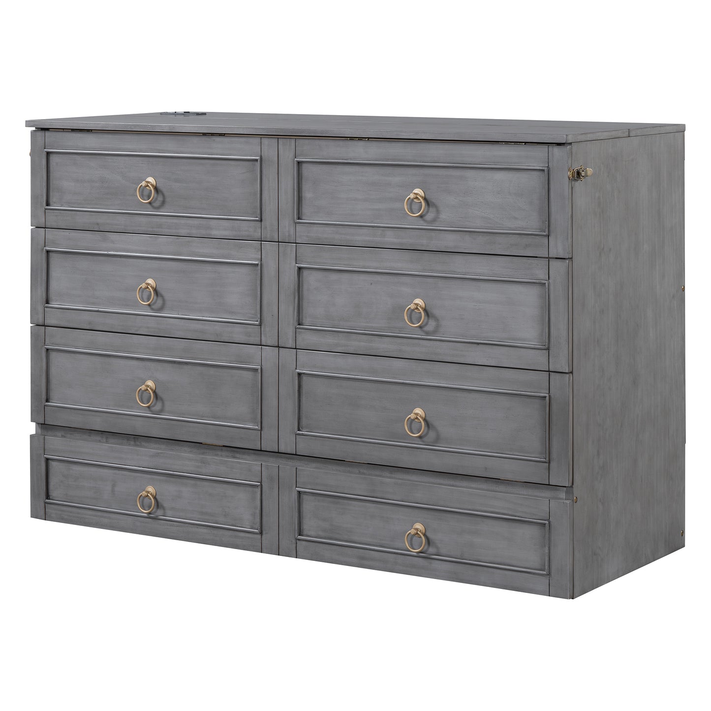 Queen Murphy Bed with Large Drawers,Gray