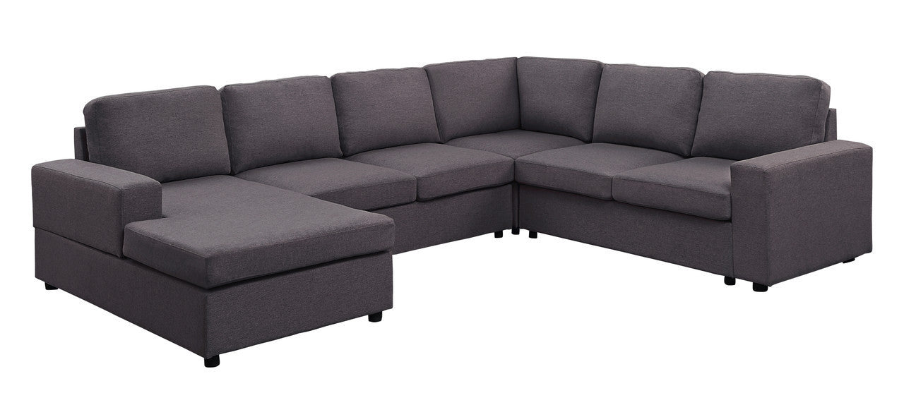 Warren 120.5" Sectional Sofa with Reversible Chaise in Dark Gray Linen