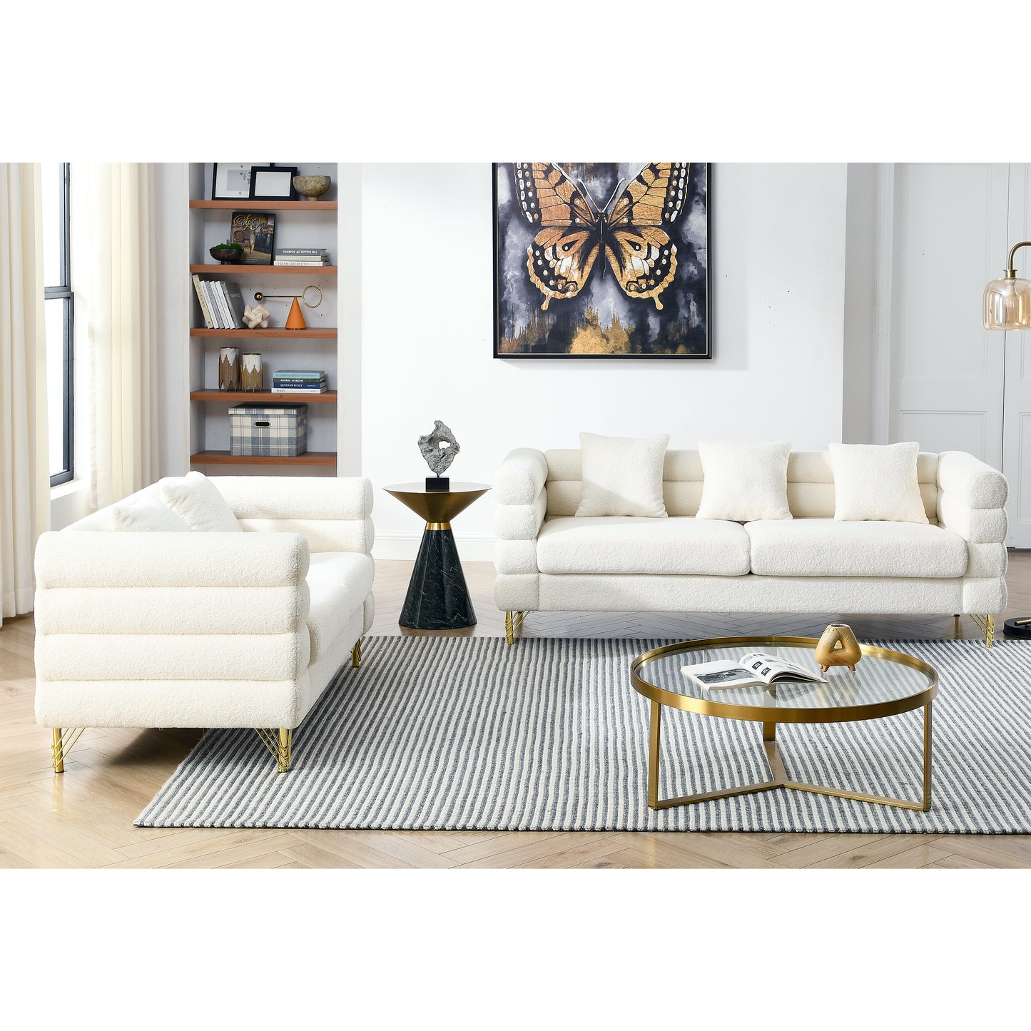 3-seater + 2-seater Combination sofa.White teddy(Ivory)