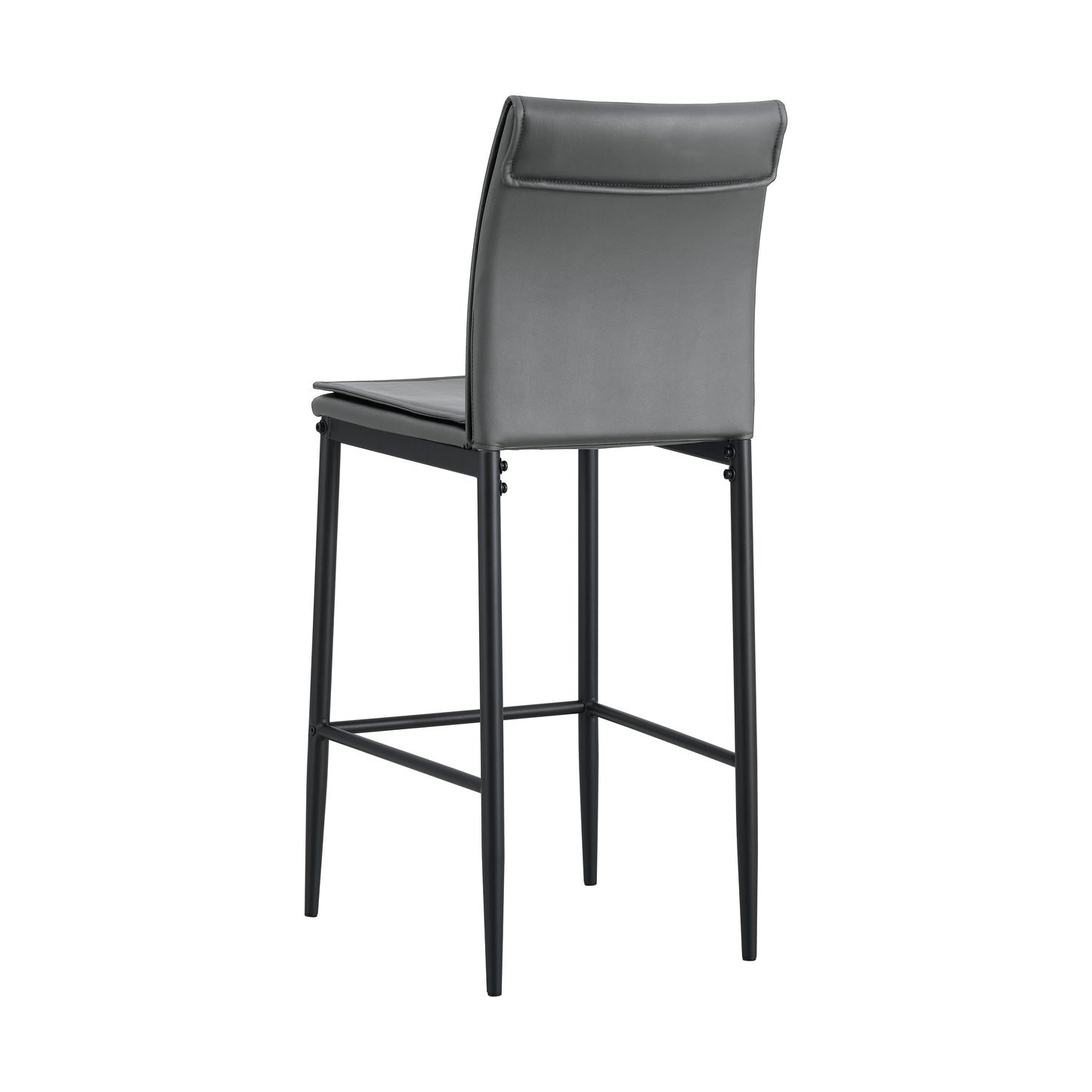 Grey Leather Barstool Dining Counter Height Chair Set of 2