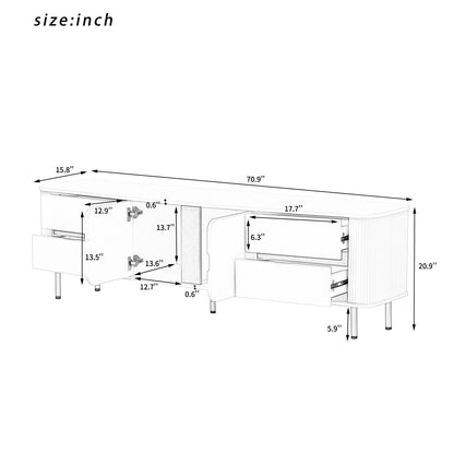 U-Can TV Stand for TVs up to 80 Inches, Modern Entertainment Center Media Console with 4 Drawers and 1 Spacious cabinet for Living room, Black