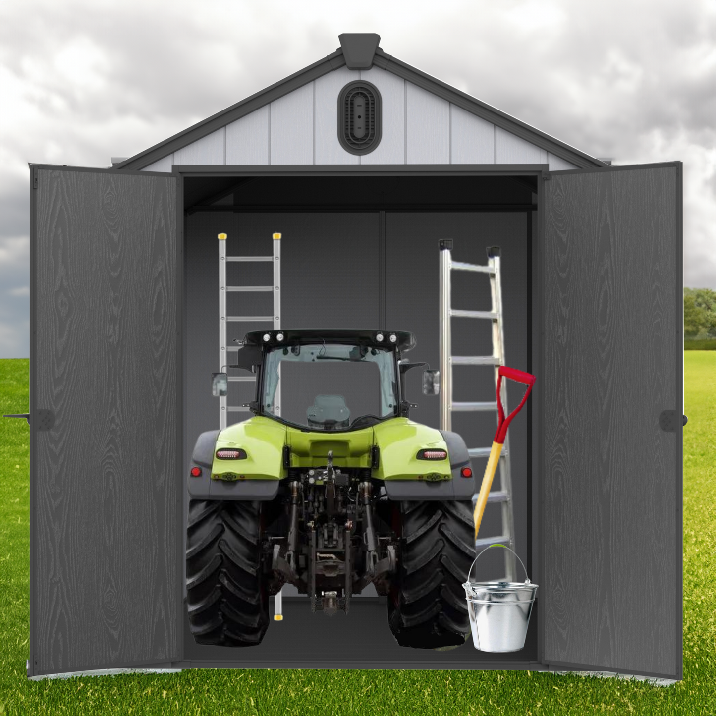 XWT012 6*8ft resin plastic storage shed for backyard garden big spire Tool storage