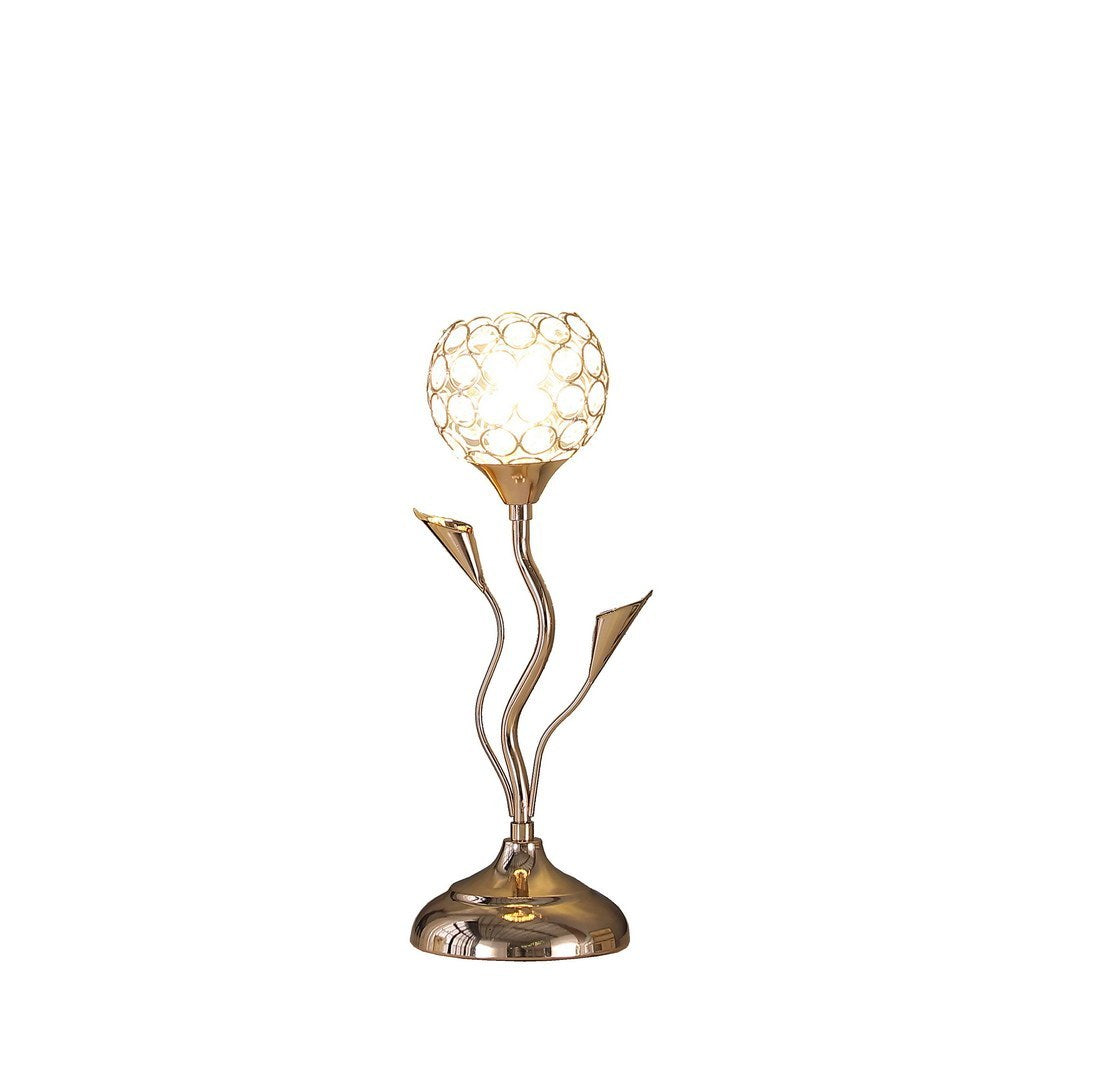 14" Rose Gold Floral Bell Glam Metal Table Lamp