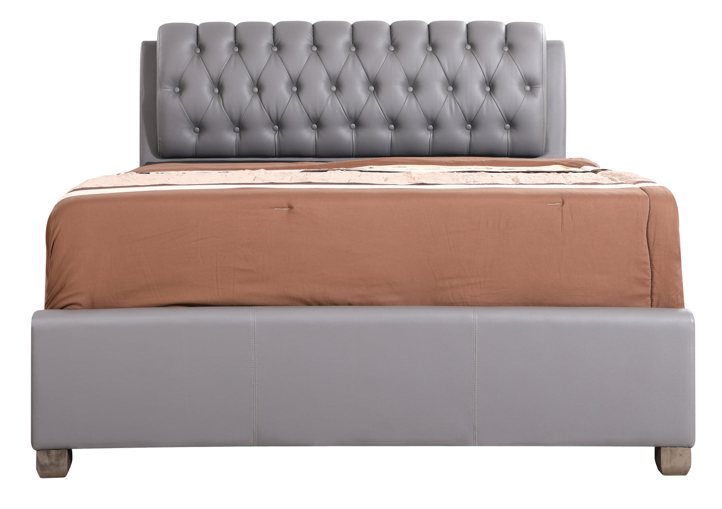 Stylish Full Bed In Light Grey Finish