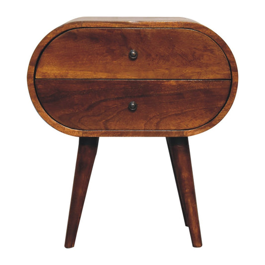 Solid Wood Large Chestnut Circular Bedside