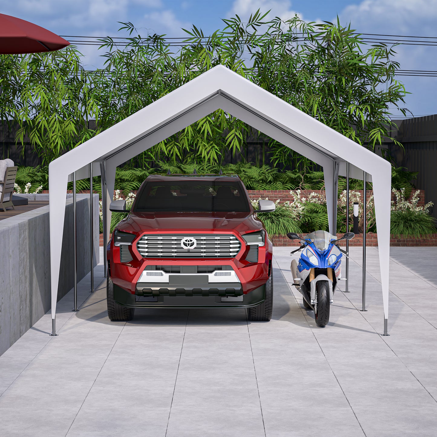 13x20 Heavy Duty Steel Carport Storage Canopy Garage Tent w/ Removable Sidewalls