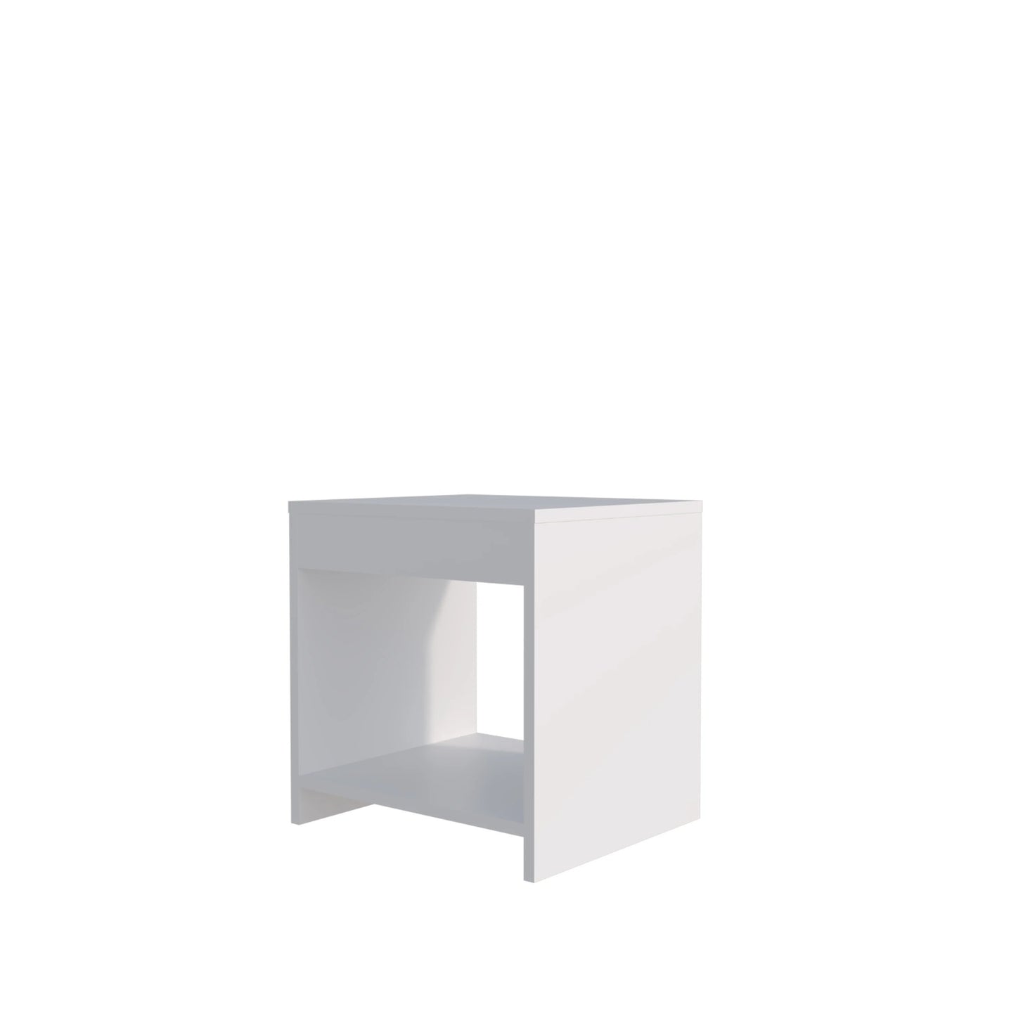 White Nightstand with Open Storage