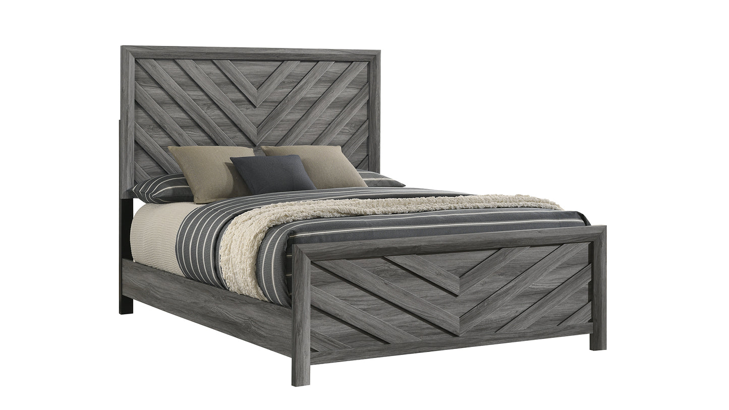 Denver Modern Style Queen Bed Made with Wood in Gray