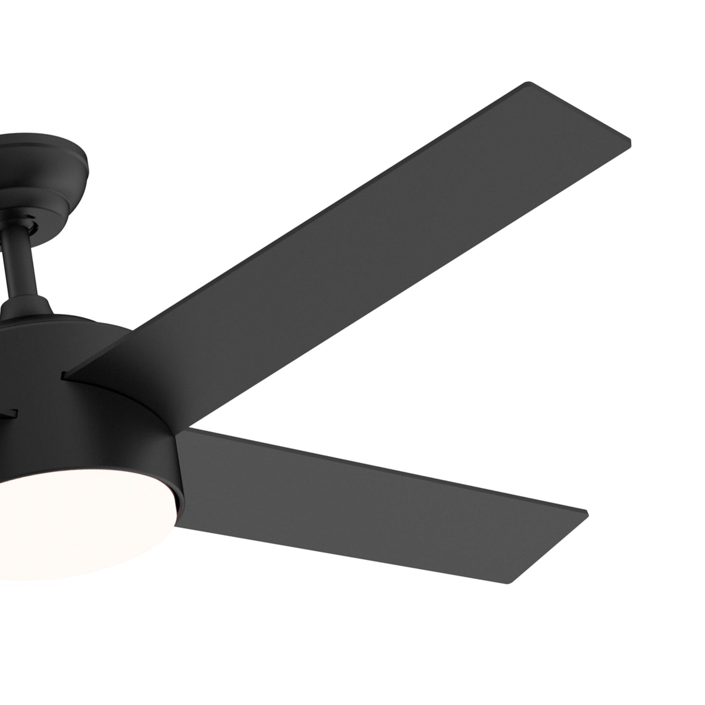 52" Integrated LED Light Matte Black Blade Ceiling Fan with Remote Control with 4 blades