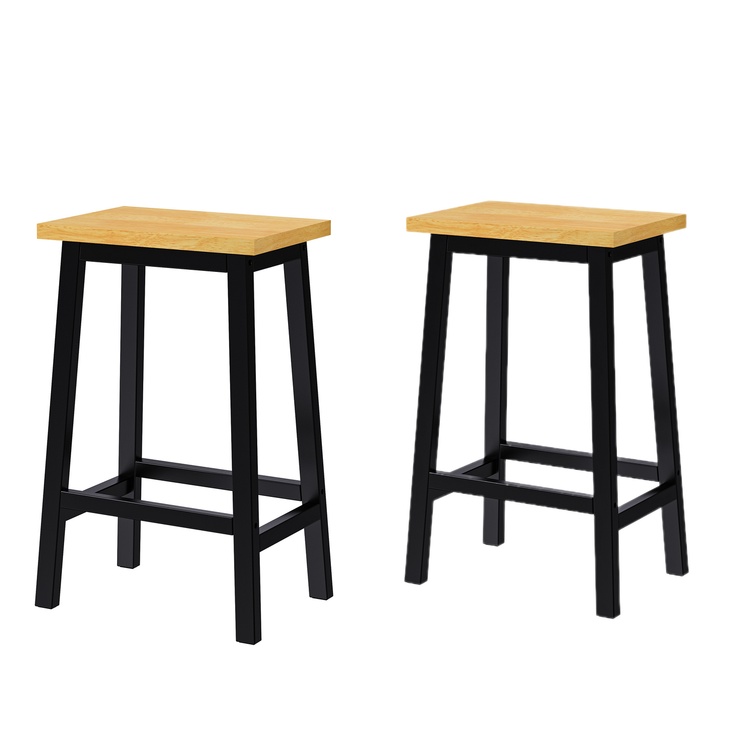 K&K Solid Wood Bar Stools (Not Cheap Iron), 25.6" Tall Set of 2 Bar Chairs, Kitchen Counter Stools with Footrests, Farmhouse Stools for Dining Room, Kitchen, Counter, Black