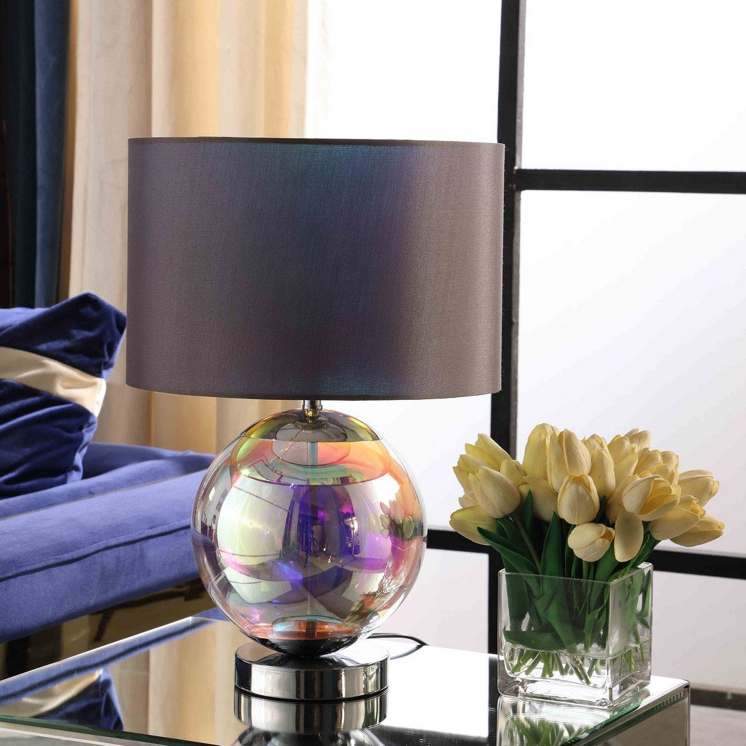 18.75-Inch Artie Orb Iridescent Chrome Table Lamp