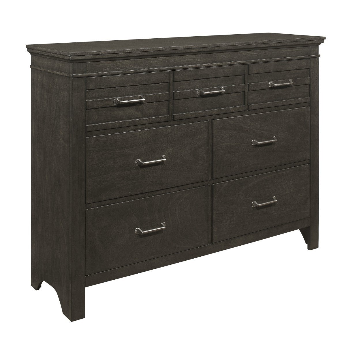1pc Charcoal Gray Finish 7 Drawers Dresser Transitional Style Wooden Bedroom Furniture