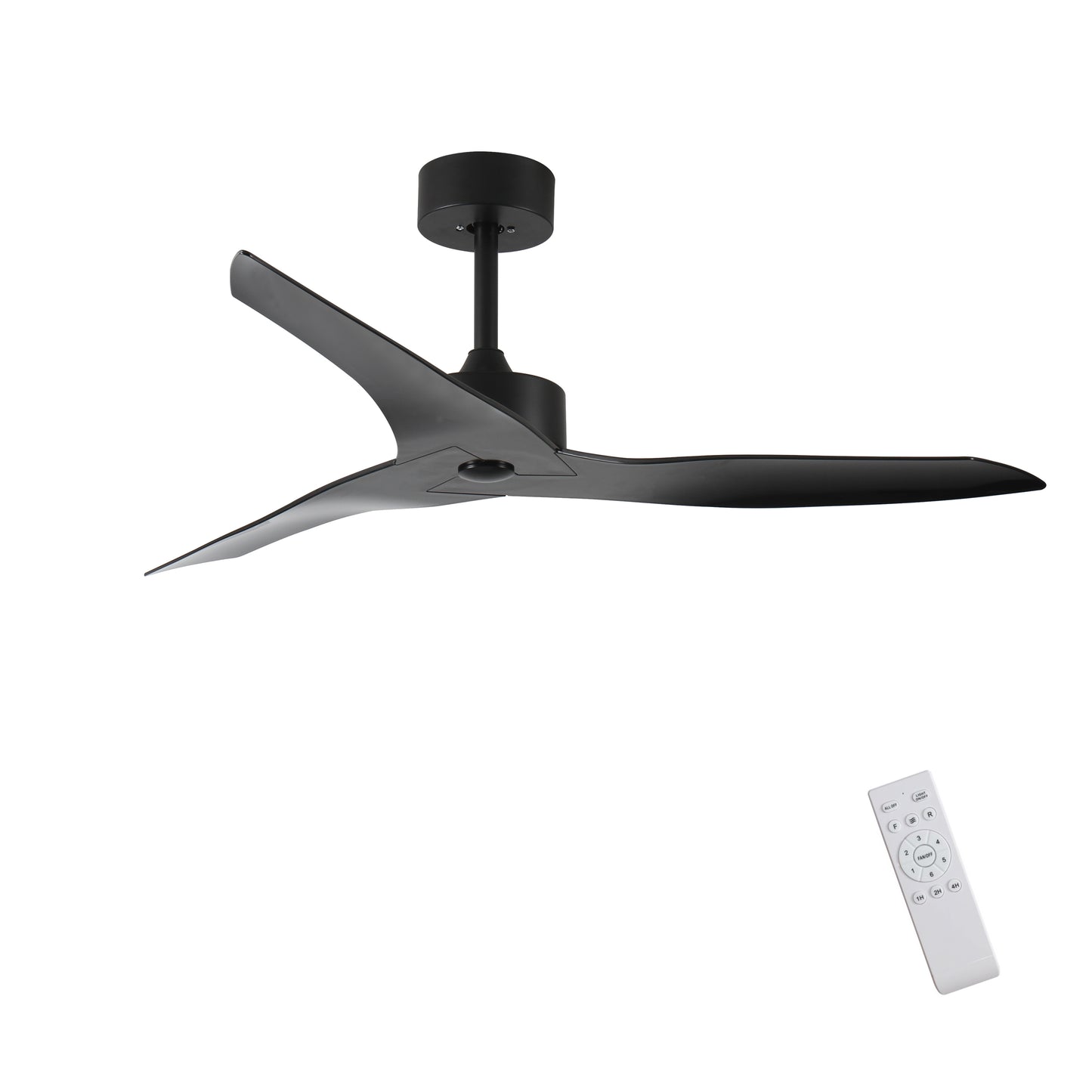 52" Outdoor black Ceiling Fan Without Light with Remote Control ,3 ABS Blades Farmhouse Ceiling Fan 6-speed Reversible DC Motor Modern Ceiling Fan for Living Room, Bedroom, Kitchen