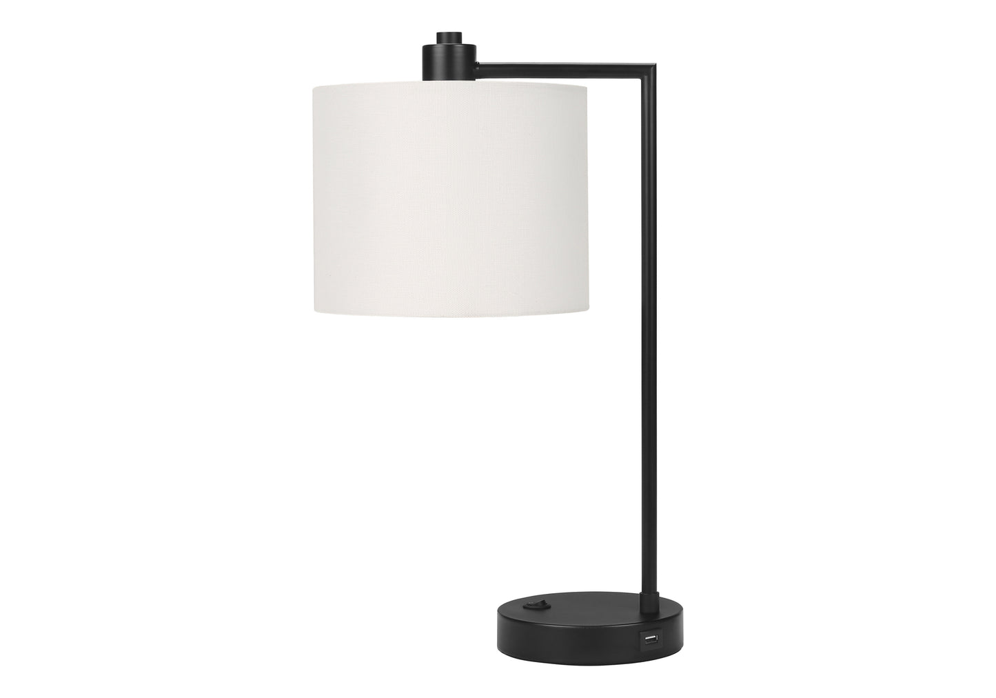 Lighting, 19"h, Table Lamp, Usb Port Included, Black Metal, Ivory / Cream Shade, Modern