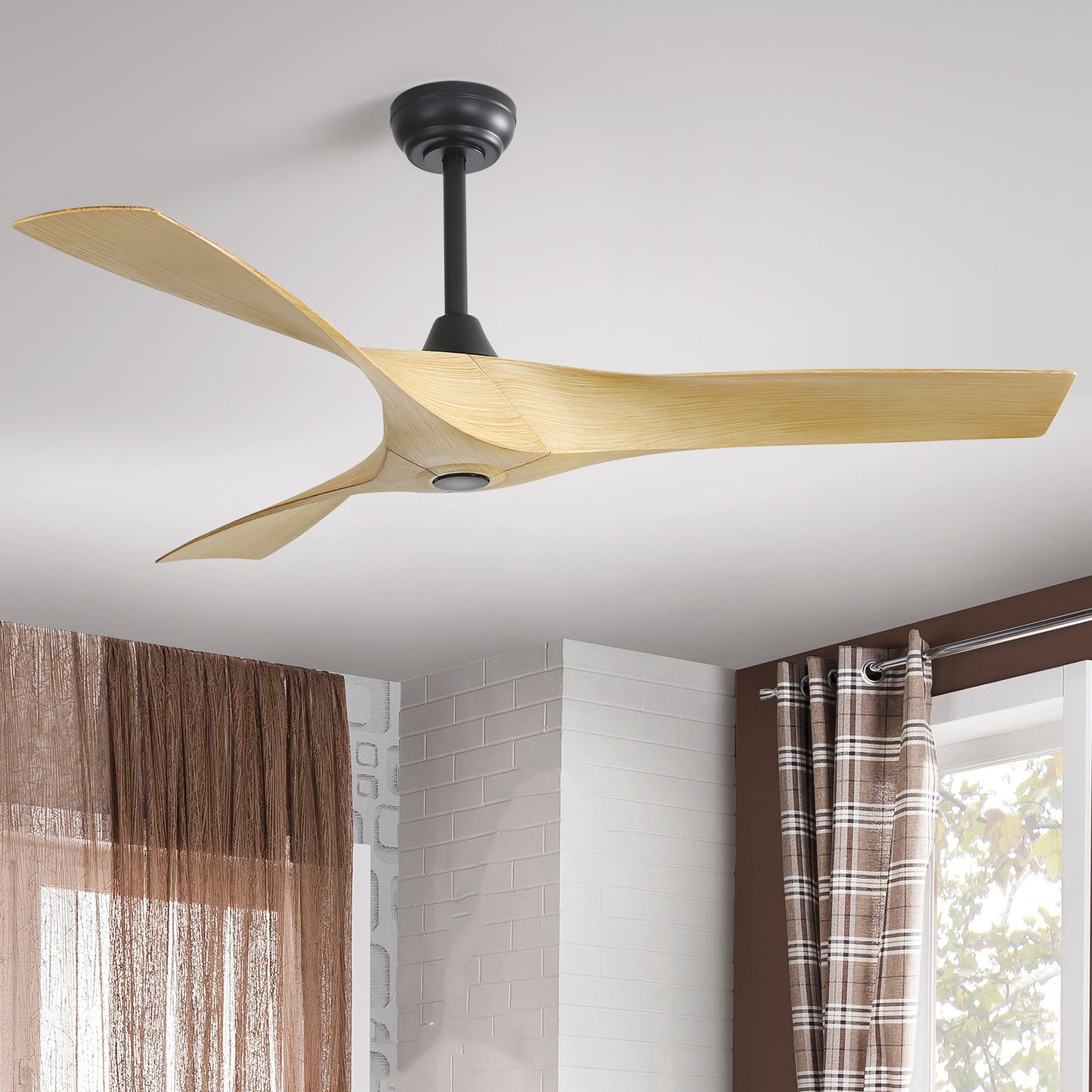 52 Inch Modern Ceiling Fan With 3 ABS Blades Remote Control Reversible DC Motor Without Light For Living Room