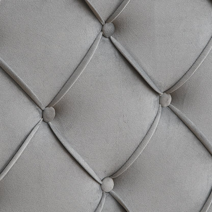 Upholstered Bed Button Tufted with Curve Design - Strong Wood Slat Support - Easy Assembly - Gray Velvet - platform bed - Queen