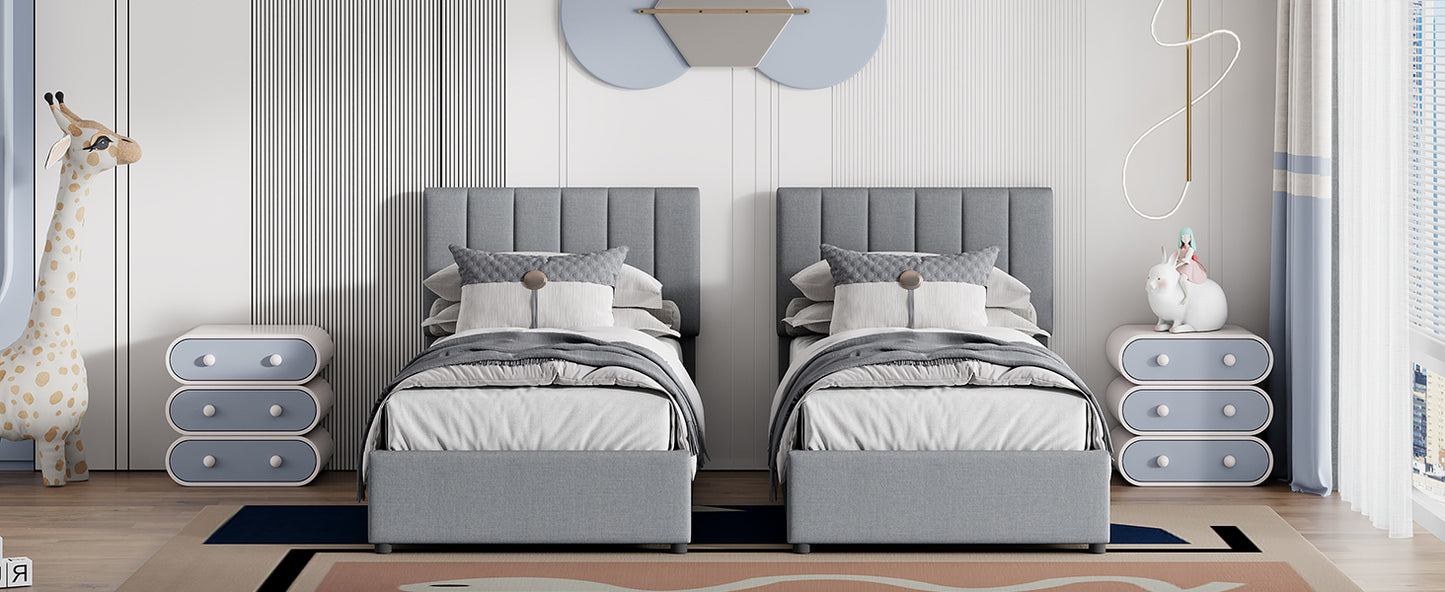 King Size Upholstered Platform Bed with a Hydraulic Storage System, Gray