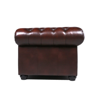 Traditional Tufted Leather Chesterfield Nailhead Sofa