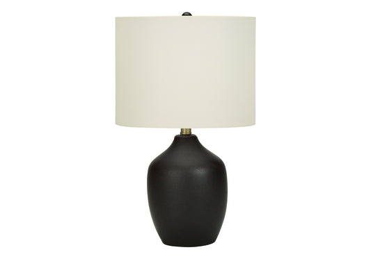 Lighting, 22"h, Table Lamp, Black Ceramic, Ivory / Cream Shade, Transitional