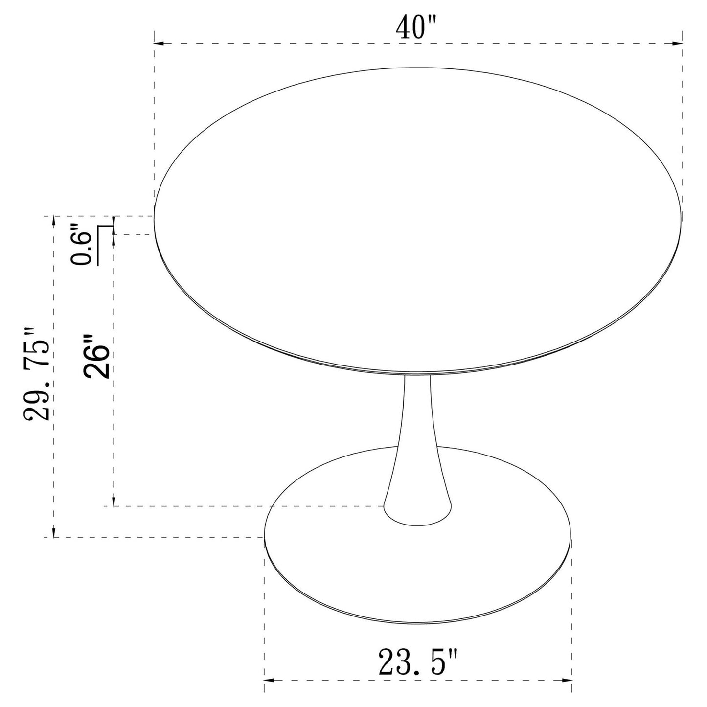 White 40-inch Dining Table