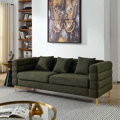 3-seater + 2-seater Combination sofa.Green teddy