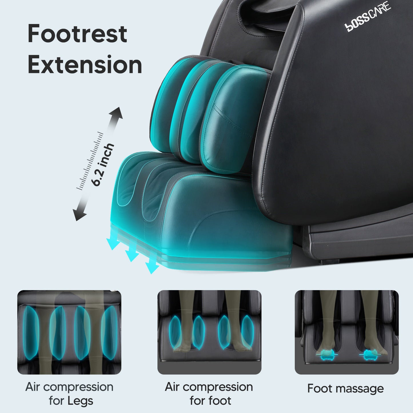 BOSSCARE Massage Full Body Chairs with AI Voice, App Control Zero Gravity Shiatsu Recliner Massage Chair Black