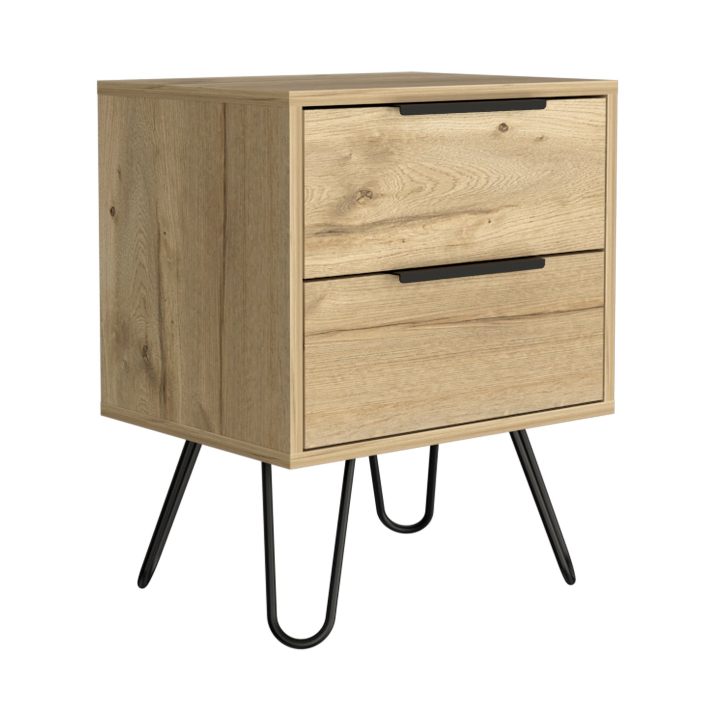 Augusta 2 Nightstand , End Table, Side Table Four Legs, Two Drawers -Light Oak