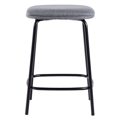 Modern Simple Counter Stool with Upholstered Seat, Set of 2, Charcoal