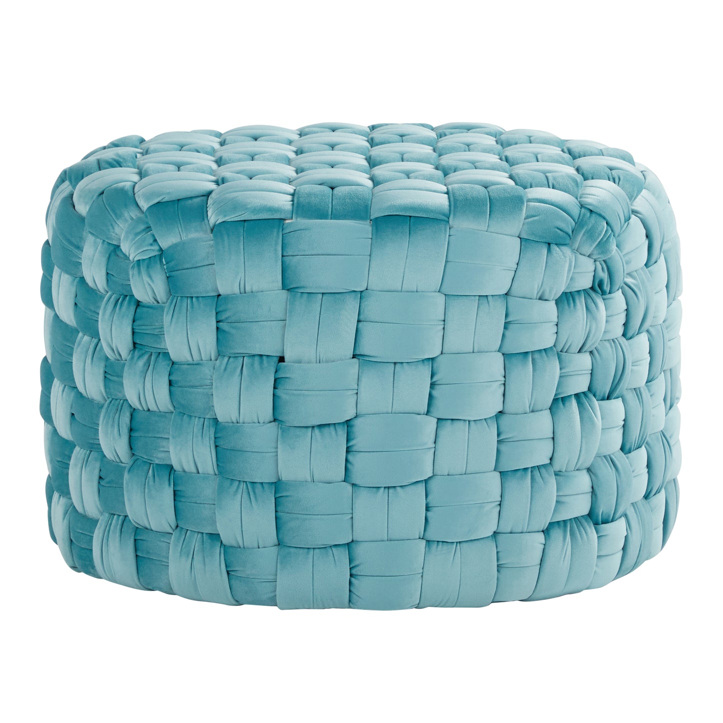 Braided Round 24' Ottoman in Ice Blue Velvet by LumiSource