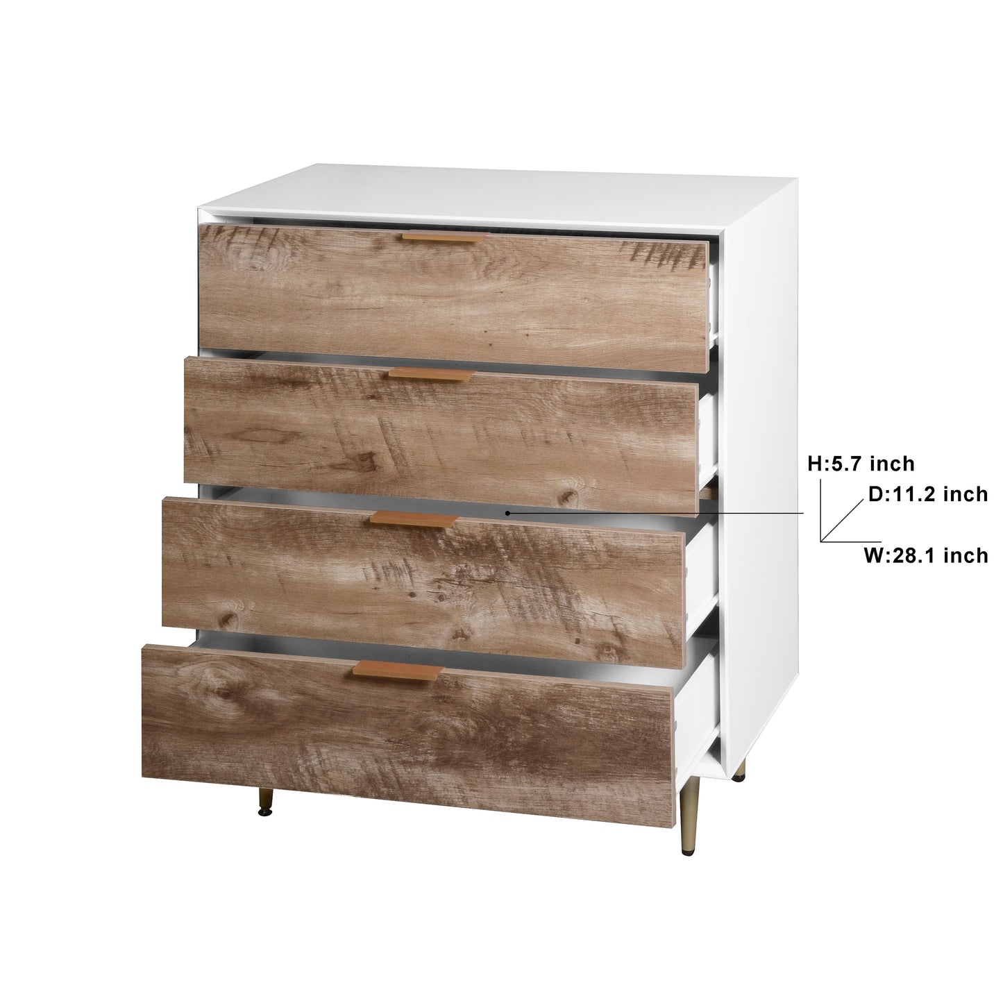 Wooden Tall 4 Drawer Dresser,Chest of Drawers with 4 Metal Legs, Anti-Tipping Device for Bedroom,Living Room