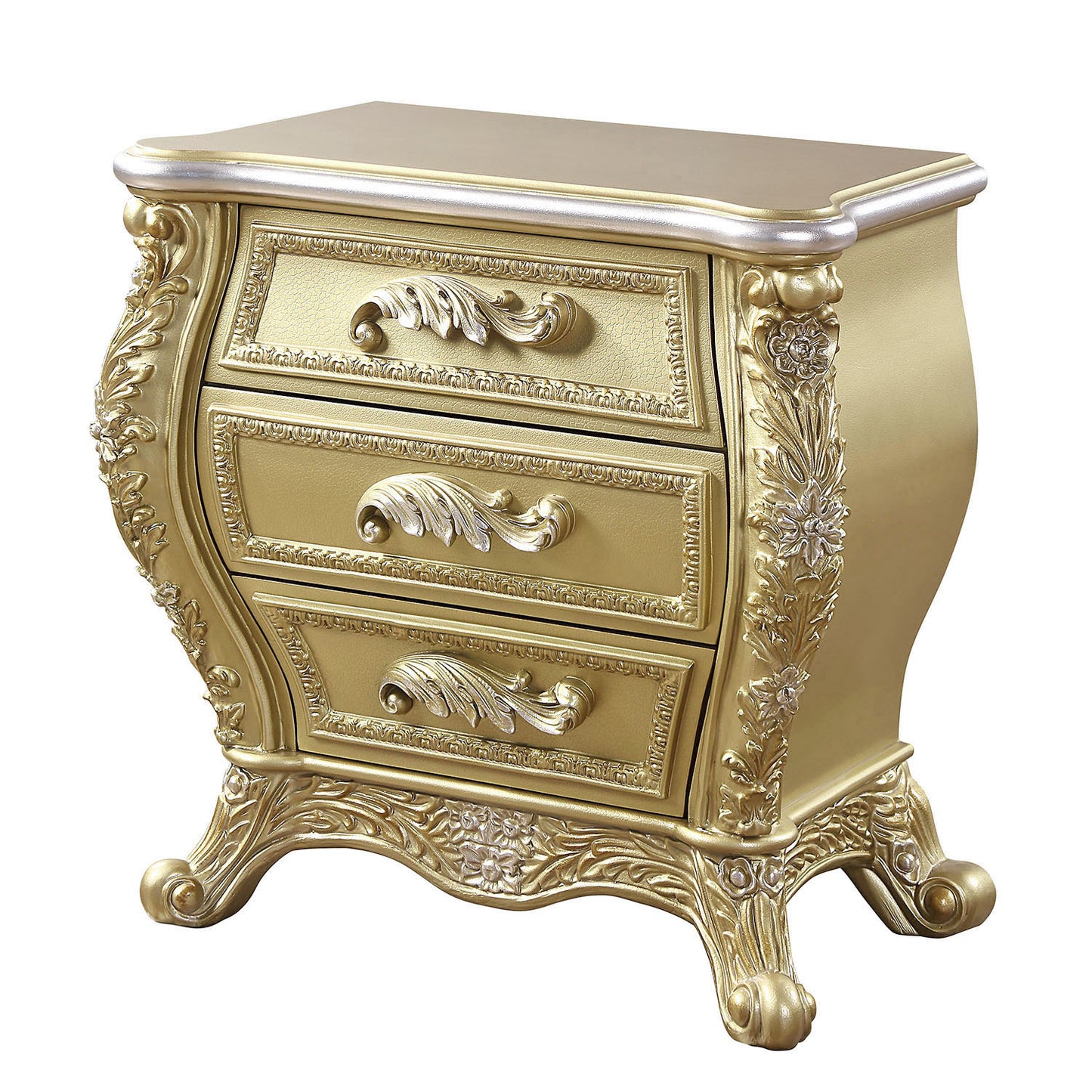 Gold 3-Drawer Nightstand