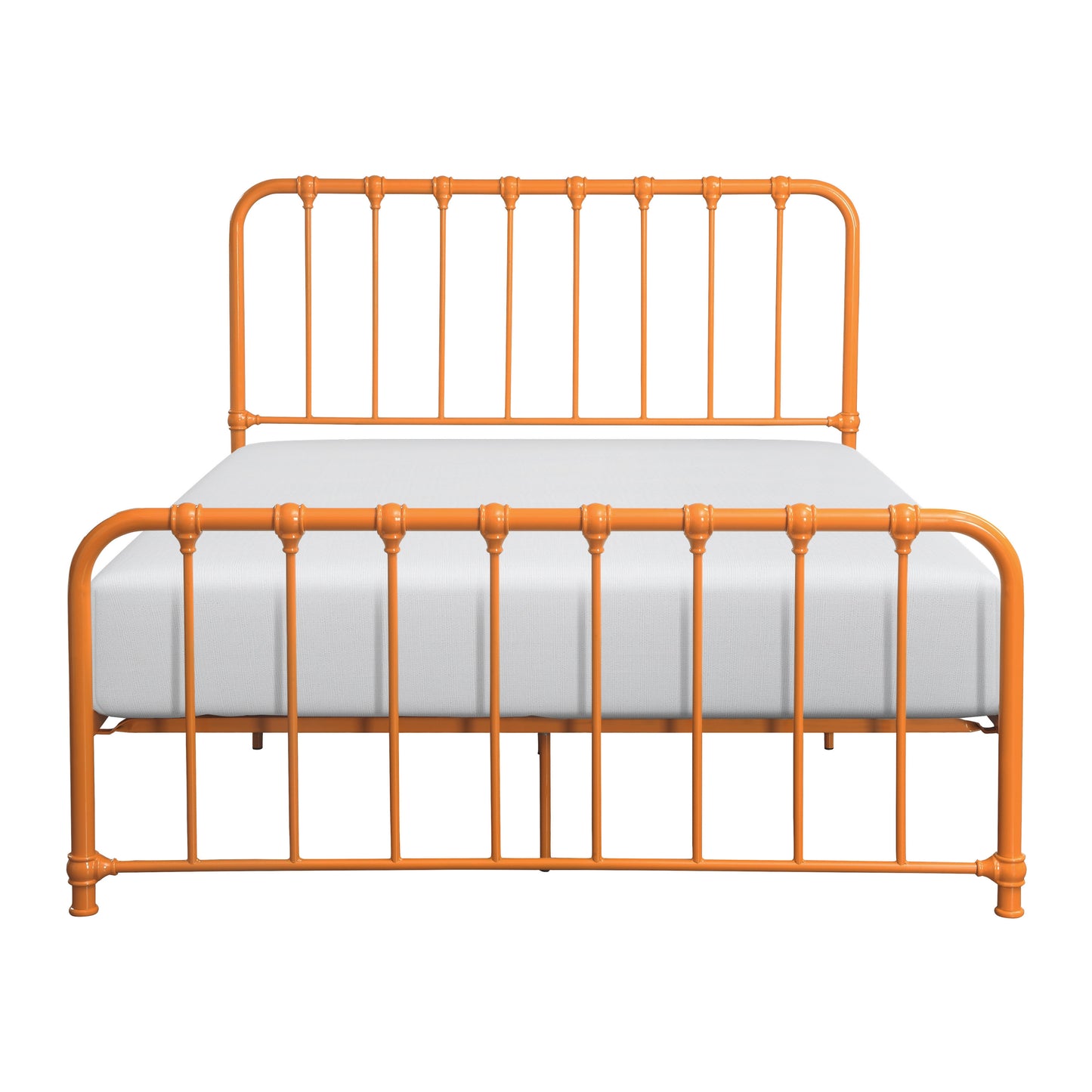Metal Bed Orange Finish Full Platform Bed 1pc, Bed in a Box