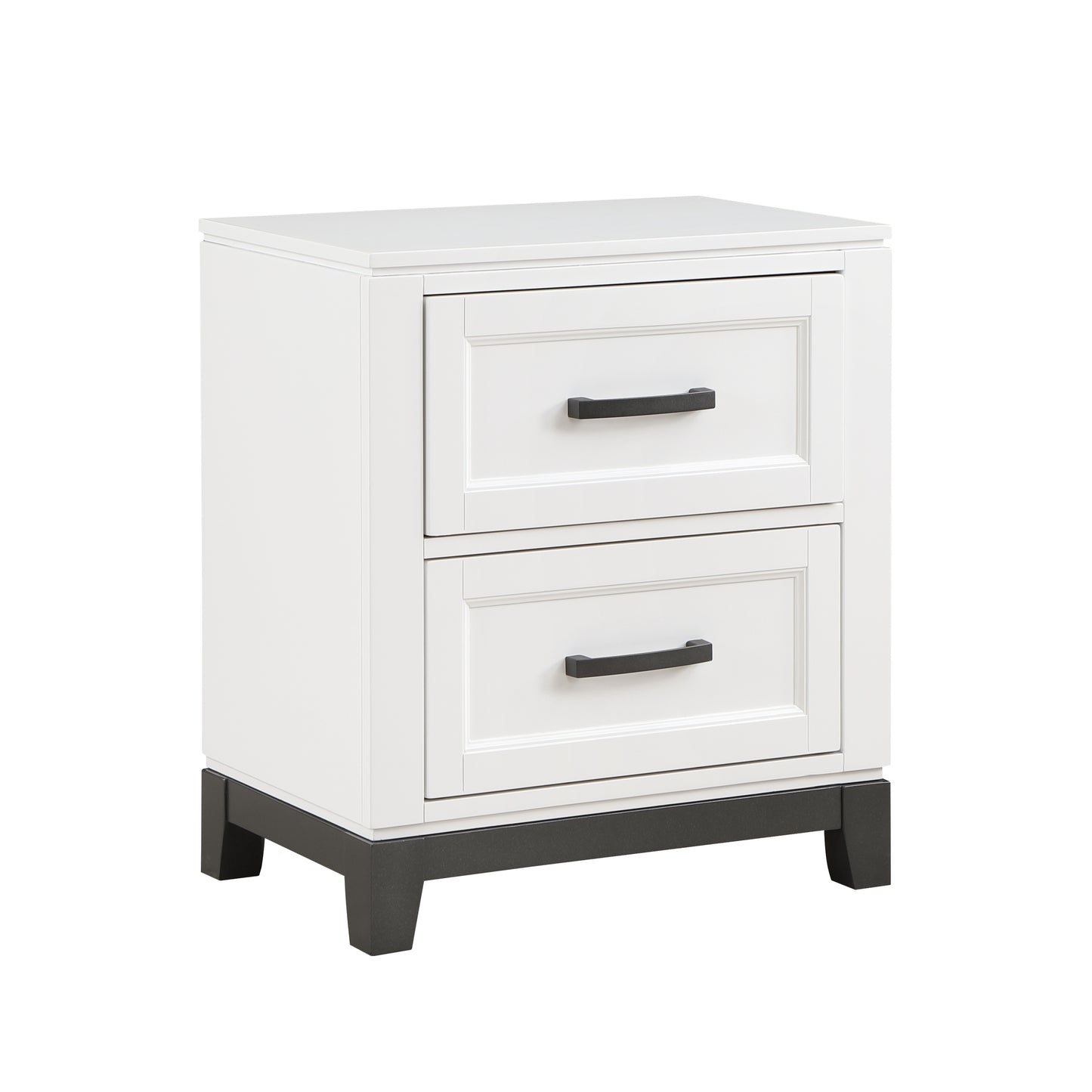 White Finish Nightstand with 2x Storage Drawers Wooden Bedroom Furniture 1pc