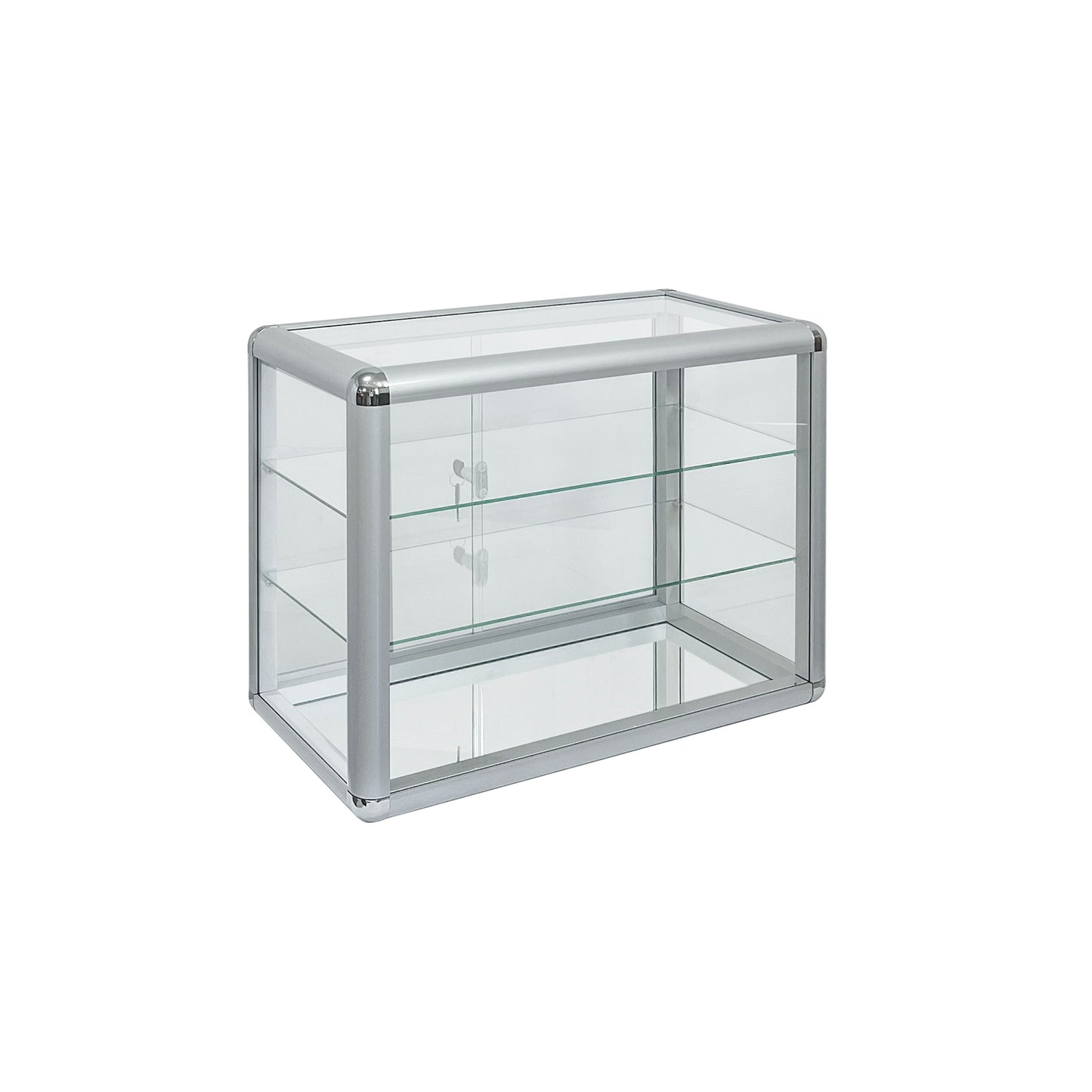 Tempered Glass Counter Top Display Showcase with Sliding Glass Door and Lock,Standard Aluminum Framing with Sliding Glass Door and Lock-display cabinet