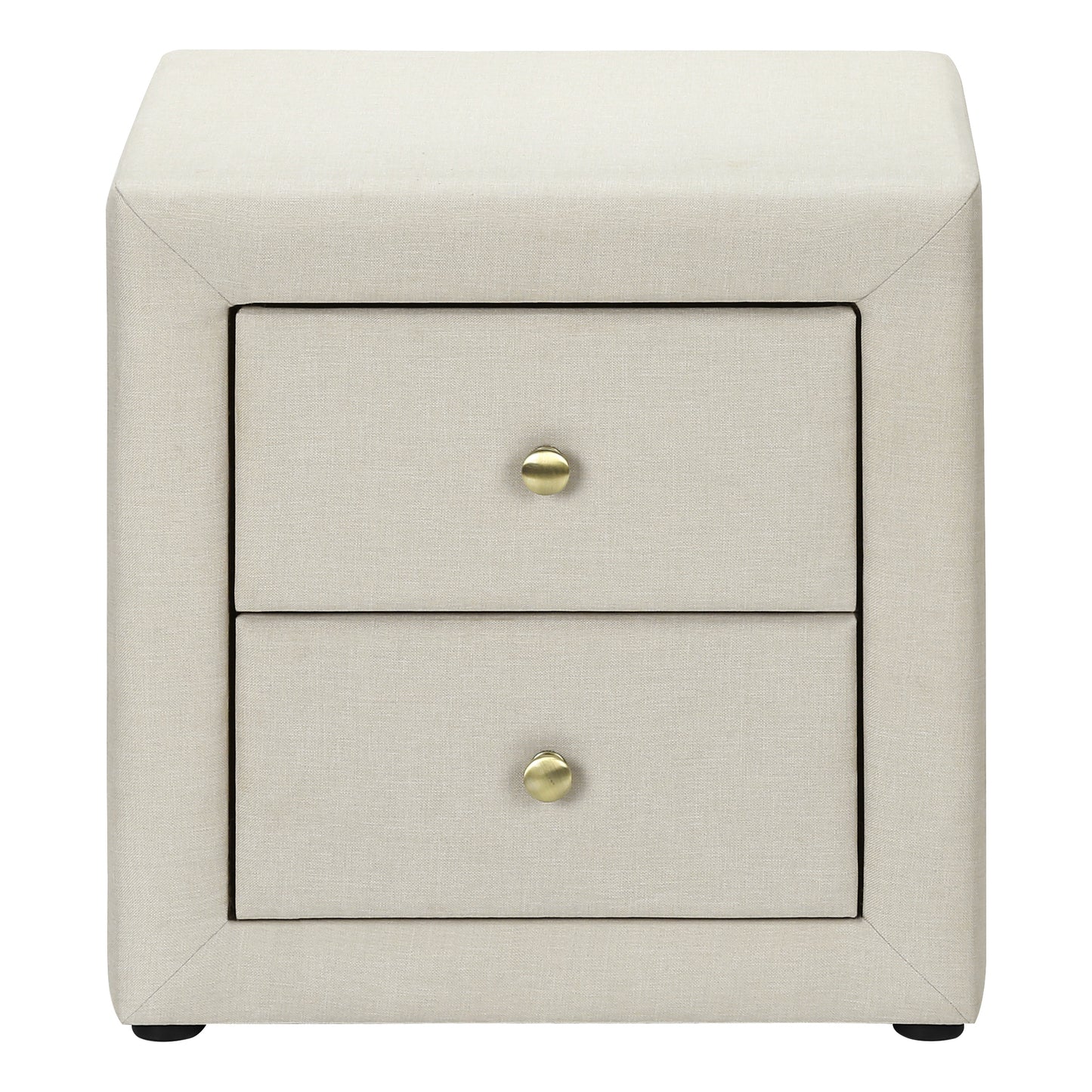 Nightstand, Nightstand, End, Side, Lamp, Storage Drawer, Bedroom, Upholstered, Beige Linen Look, Transitional