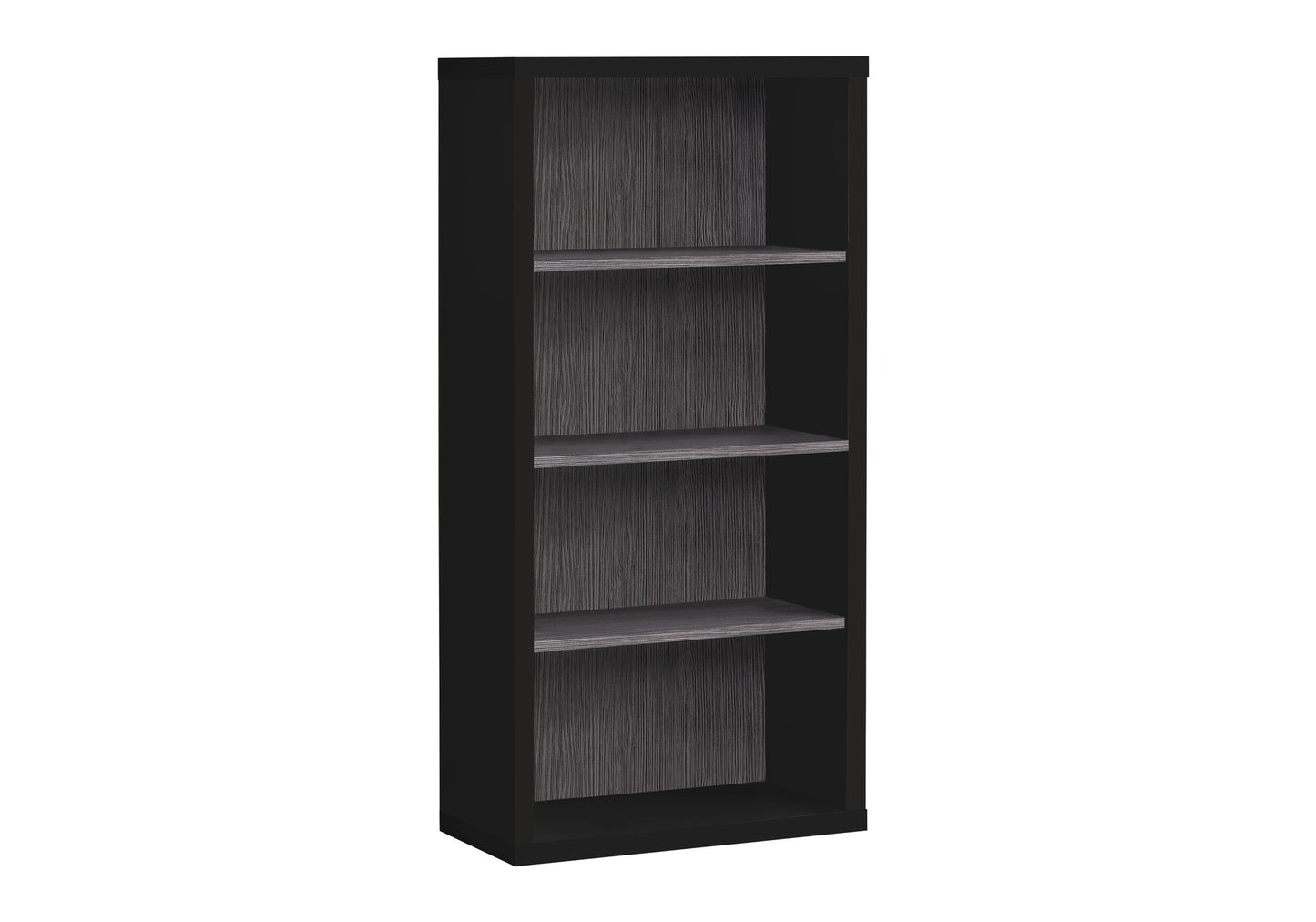 Bookshelf, Bookcase, Etagere, 5 Tier, 48"h, Office, Bedroom, Black And Grey Laminate, Contemporary, Modern