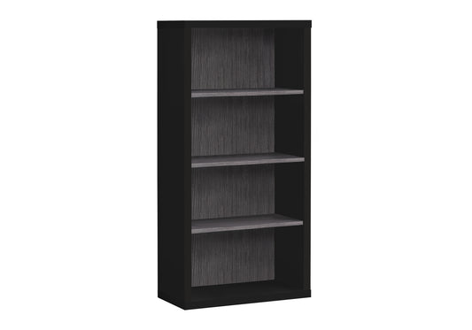 Bookshelf, Bookcase, Etagere, 5 Tier, 48"h, Office, Bedroom, Black And Grey Laminate, Contemporary, Modern