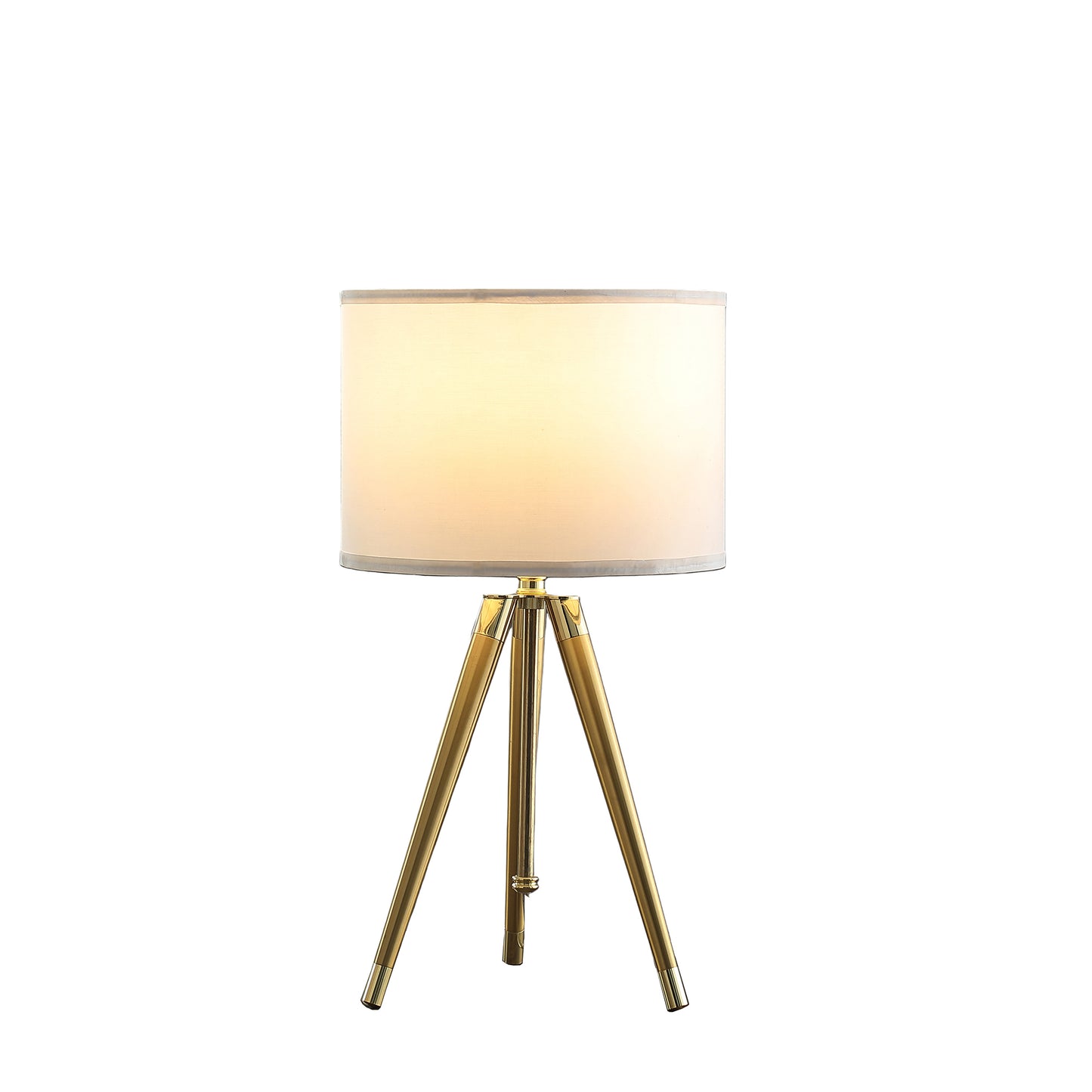 35.5" - 25.75"H Adjustable Hieght Brass/Shiny Gold Modern Tripod Table Lamp for Living Room, Nightstand Bedside Table Lamp for Bedroom, LED Lamp