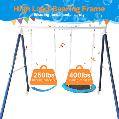 Kids Metal Swing Set for Backyard Outdoor Playground Two Functional Swing Set For Kids Outdoor Equipment