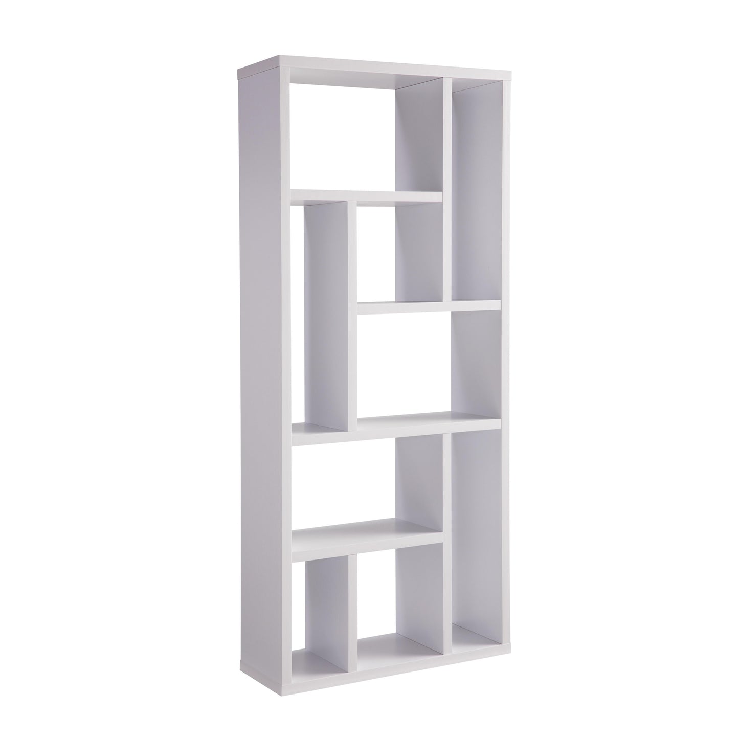 Contemporary Bookcase with Nine Shelves - White