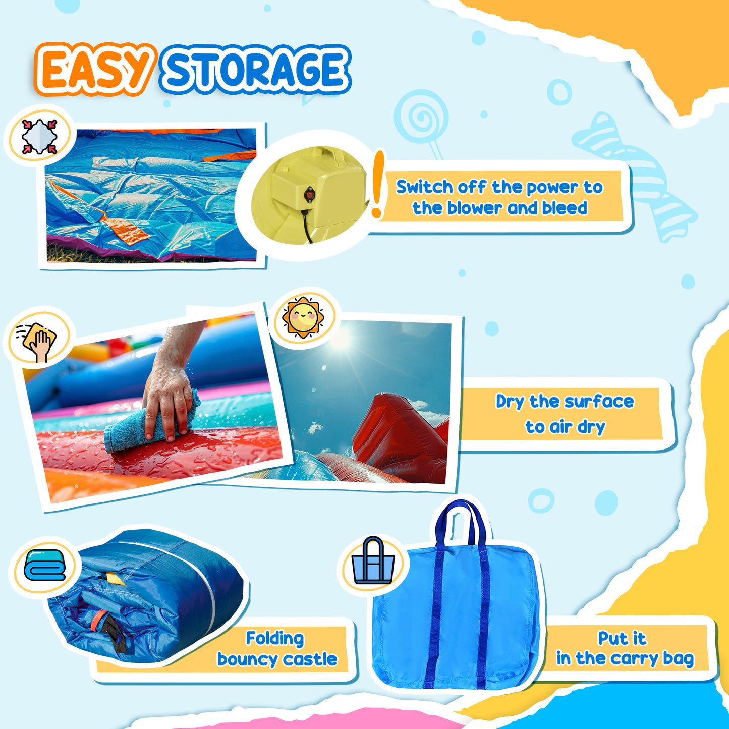 Outsunny 5-in-1 Inflatable Water Slide Kids Bounce House Water Park Jumping Castle Includes Trampoline Slide Water Pool Cannon Climbing Wall with Carry Bag, Repair Patches, 450W Air Blower